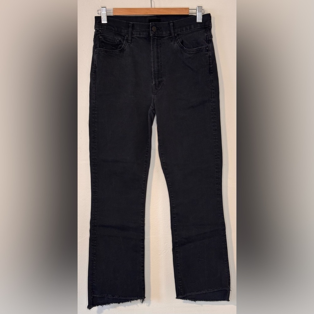 MOTHER Black Denim Jeans Insider Crop Step Fray in Not Guilty Size 30 - Picture 3 of 16